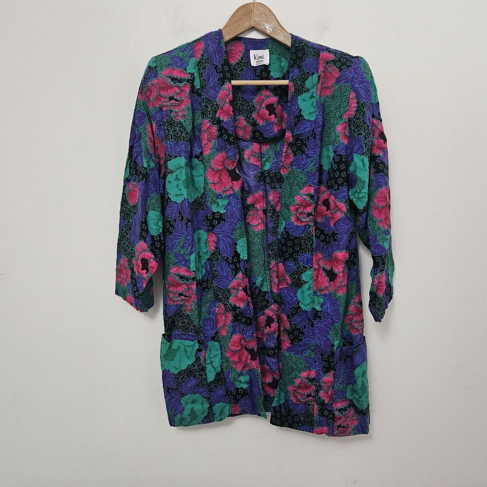 KWAI Petites Women's Multicolor Floral Collared Shirt & Skirt Size S